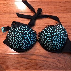 Blue/black target bikini top 34D push up